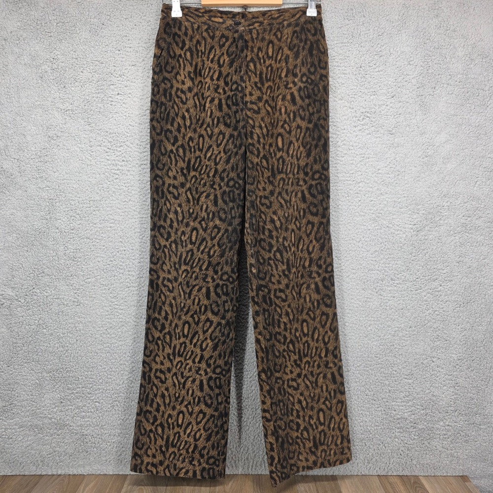 BellePointe Vintage Leopard Print Corduroy Pants Brown‎ Black High Rise Size 4